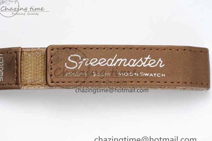 0427 Speedmaster Misson To Saturn 1:1 Best Edition Beige Dial On Nylon Strap Quartz Casual 7861